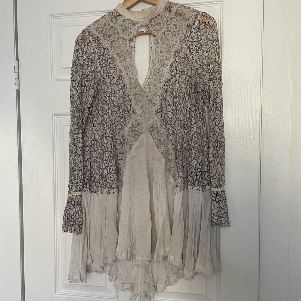 Sheer long sleeve floral lace top